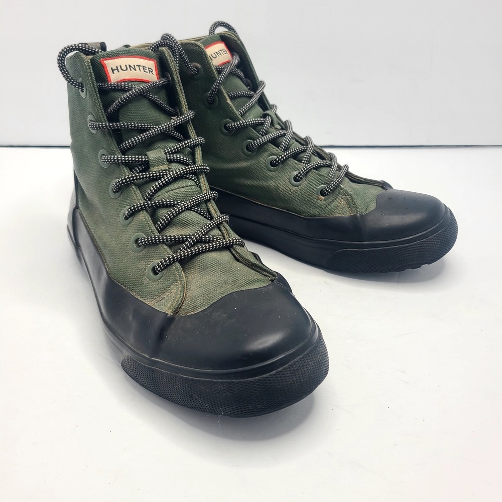 Hunter X Target Lace Dipped Canvas Olive/Black Ankle Boots Size Men 8 Women 10